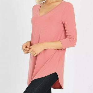Zenana Premium Tunic, Ash Rose